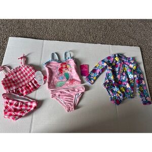 3 Wonder Nation & Disney Princess Baby Girl Swimsuit Bundle 12M